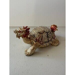 Bejeweled Dragon Turtle Malayan Collector's Magnetic Hinged Trinket Box